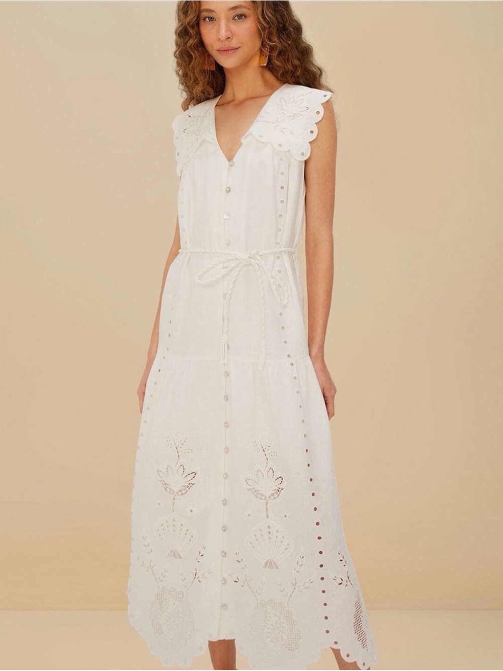 NWT Farm Rio Off-White Sleeveless Maxi Dress, sz S - Picture 3 of 7